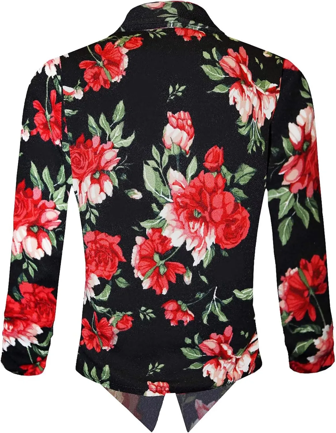 Hybrid & Company Women's Casual Work Office Blazer Jacket Open Front Shawl with 3/4 Scrunch Sleeves