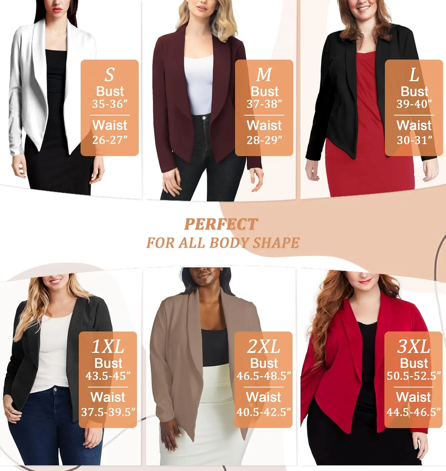 Hybrid & Company Womens Casual Work Office Blazer Open Front Heavy Ponti Shawl Collar Long Sleeve Jacket