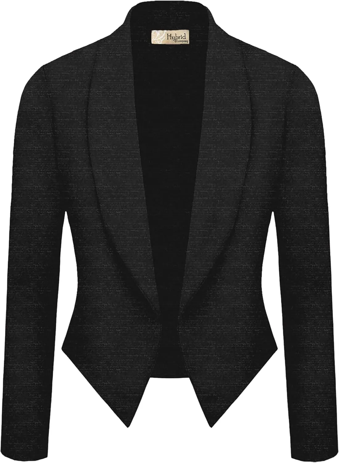 Hybrid & Company Womens Casual Work Office Blazer Open Front Heavy Ponti Shawl Collar Long Sleeve Jacket