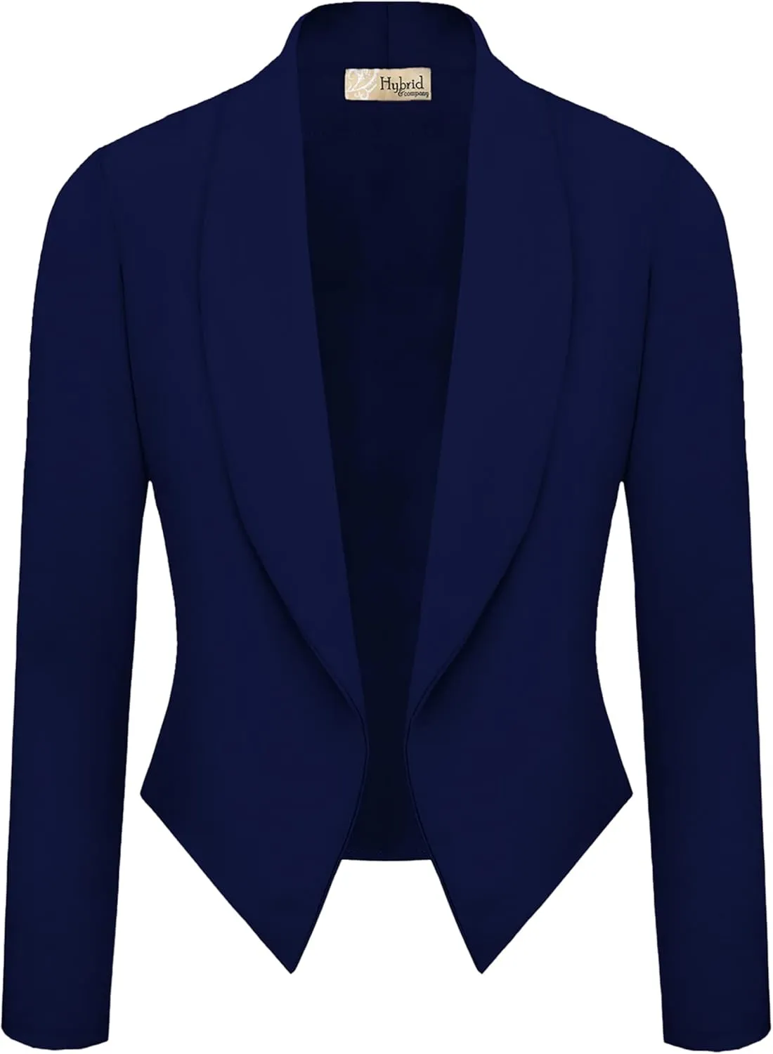 Hybrid & Company Womens Casual Work Office Blazer Open Front Heavy Ponti Shawl Collar Long Sleeve Jacket