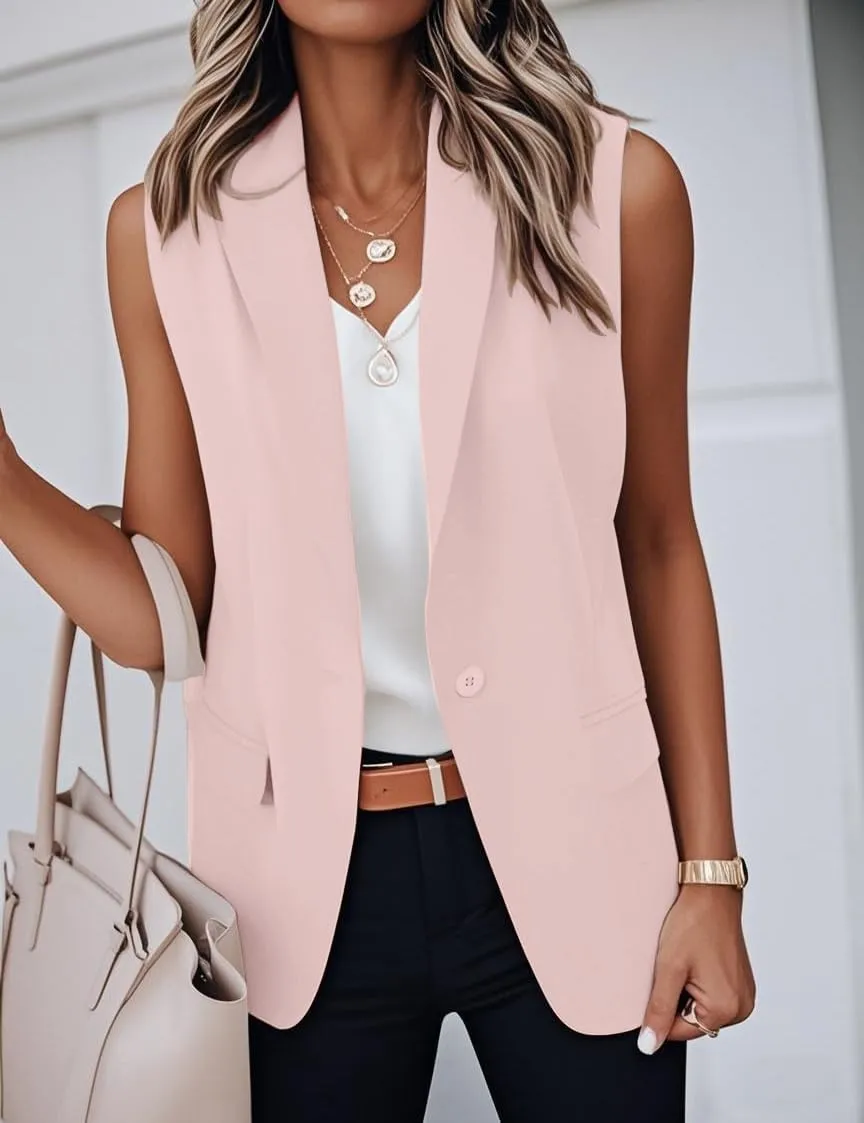 IDEALSANXUN Womens Vest Fashion Dressy Notch Lapel Sleeveless Blazer Suit Jackets Office Work Clothes