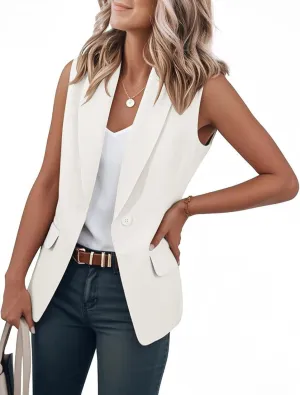 IDEALSANXUN Womens Vest Fashion Dressy Notch Lapel Sleeveless Blazer Suit Jackets Office Work Clothes