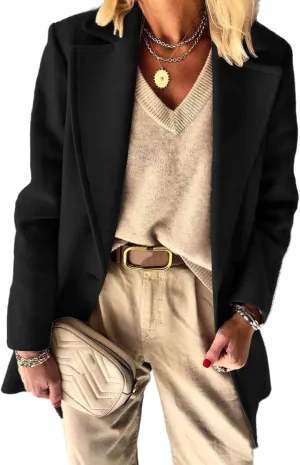IDEALSANXUN Womens Wool Blazer Fall Winter Pea Coat Business Work Suit Jackets