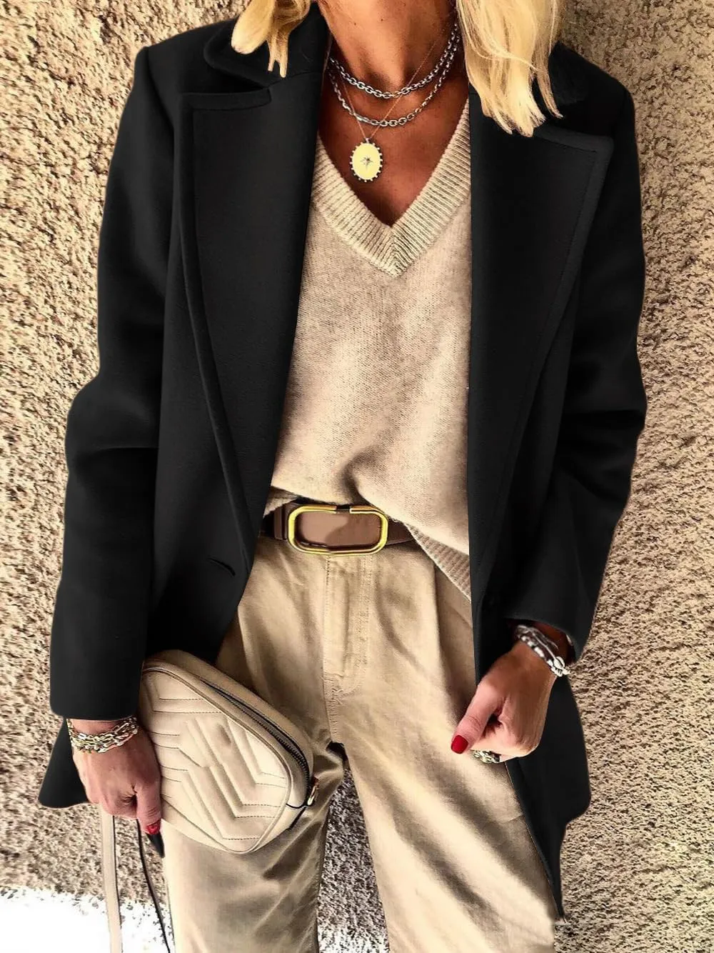 IDEALSANXUN Womens Wool Blazer Fall Winter Pea Coat Business Work Suit Jackets