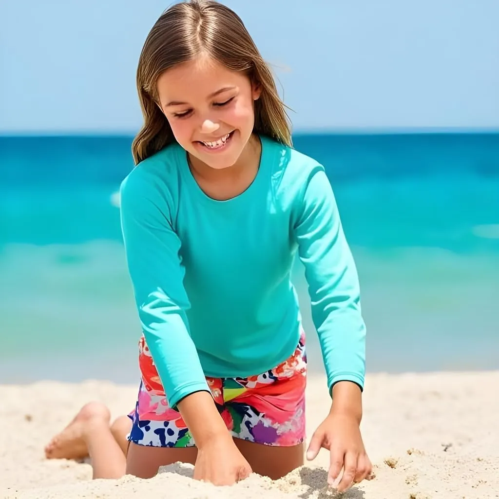 INGEAR Girls Long Sleeve Rash Guard Swim Shirt Outdoor Sports Shirt Lightweight Athletic Tee Protective