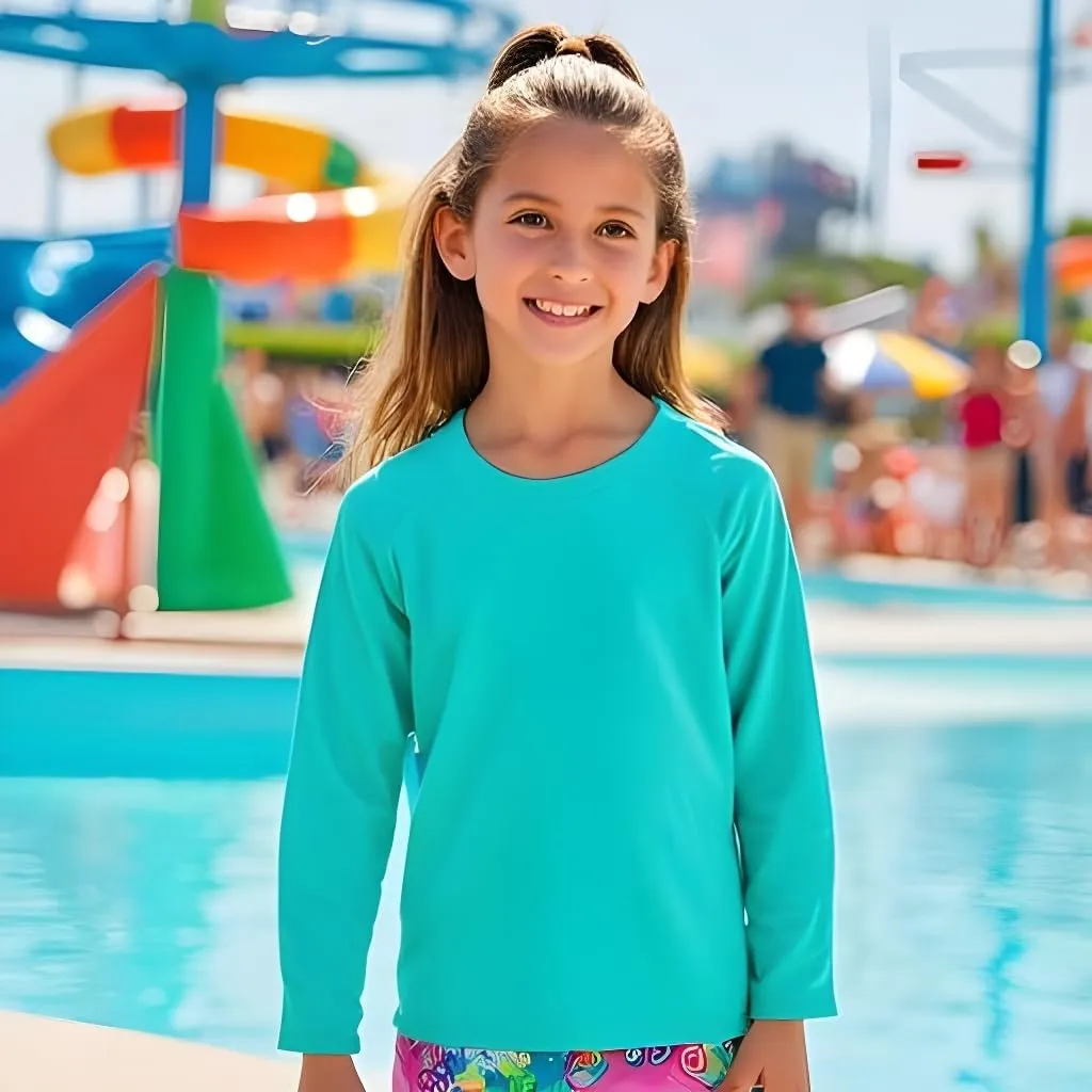 INGEAR Girls Long Sleeve Rash Guard Swim Shirt Outdoor Sports Shirt Lightweight Athletic Tee Protective