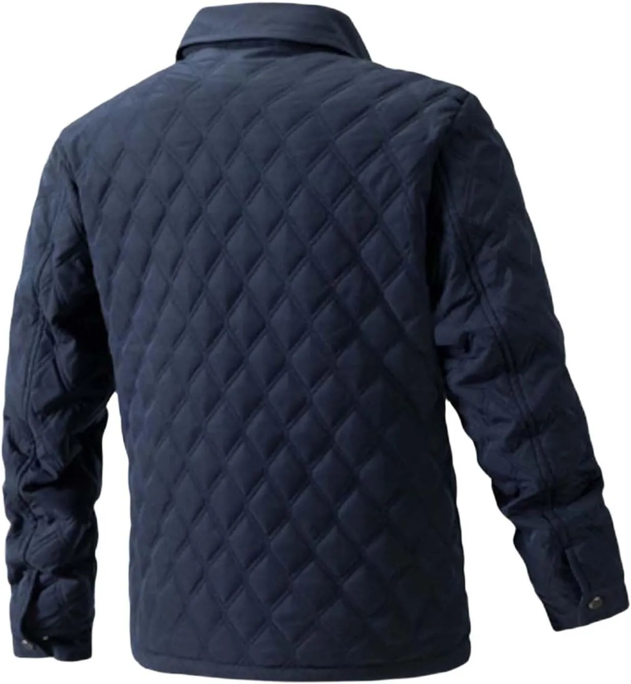 Jackets for Men Diamond Quilted Puffer Down Jacket Lightweight Business Casual Button Down Shirts Shacket Collared Tops