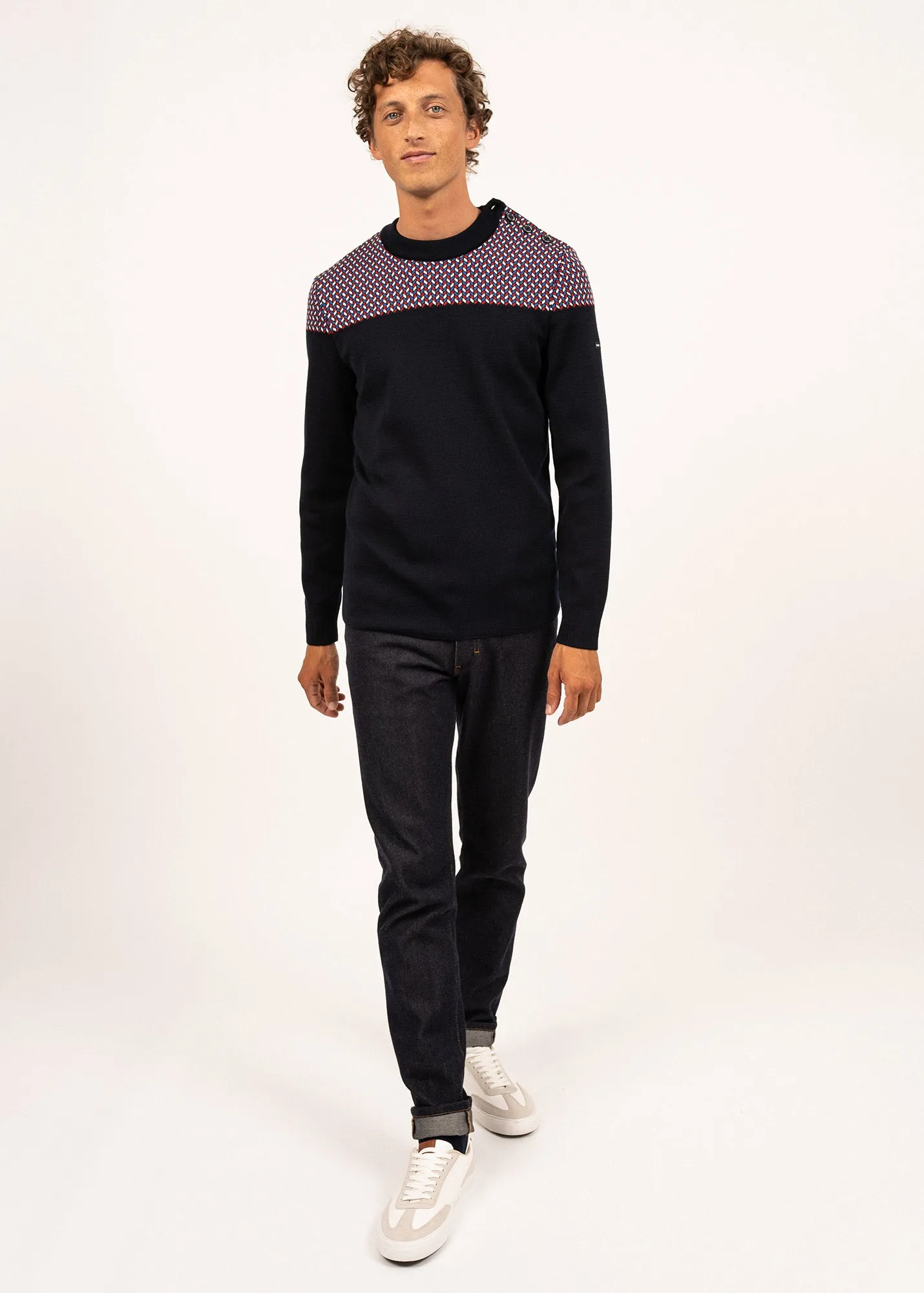 Jacquard sailor jumper - SAINT JAMES x Elyse (NAVY/MULTICO)