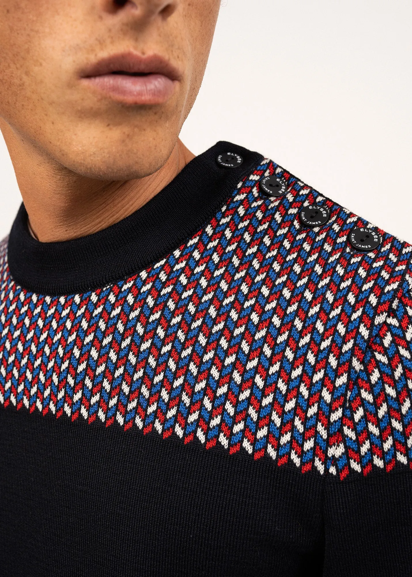 Jacquard sailor jumper - SAINT JAMES x Elyse (NAVY/MULTICO)