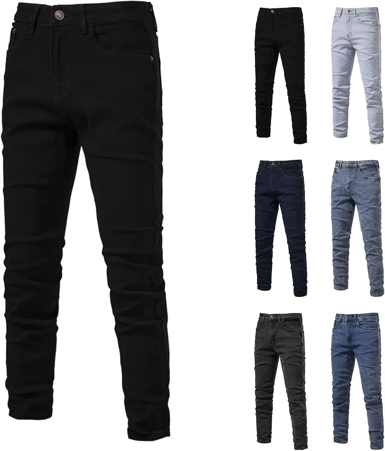 Jean Pants for Men Slim Fit Straight Leg Jean Stretch Skinny Denim Pencil Pants Distressed Comfort Flex Waist Pants