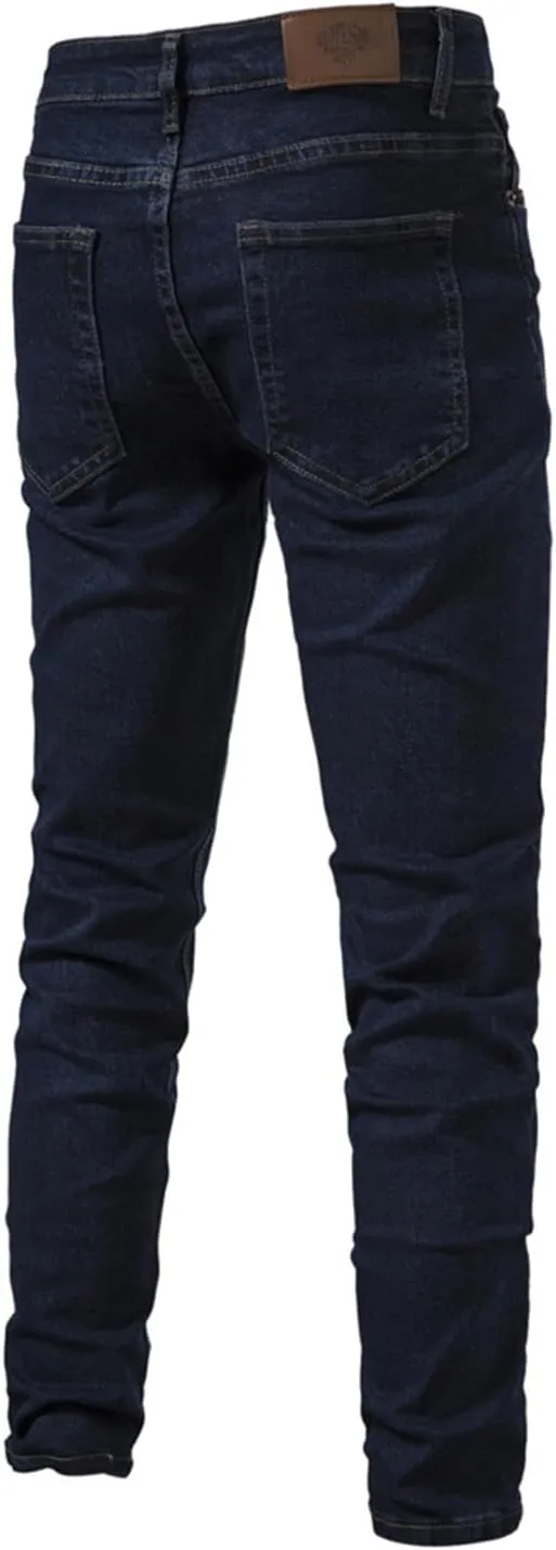 Jean Pants for Men Slim Fit Straight Leg Jean Stretch Skinny Denim Pencil Pants Distressed Comfort Flex Waist Pants
