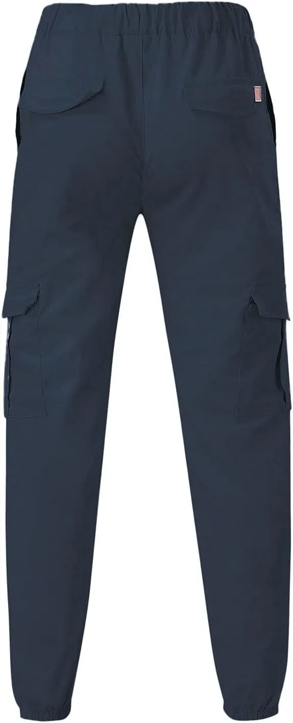 Jogger Pants for Men Slim Fit Elastic Waist Athletic Workout Cargo Sweatpants Drawstring Casual Pants Pockets