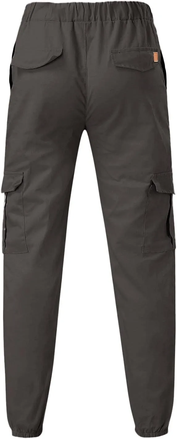 Jogger Pants for Men Slim Fit Elastic Waist Athletic Workout Cargo Sweatpants Drawstring Casual Pants Pockets