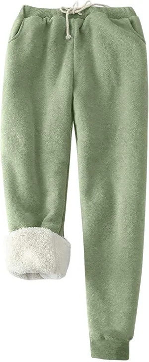 jovati Women's Winter Warm Fleece Jogger Pants Sherpa Lined Sweatpants Track Pants Athletic Active Lounge Pants