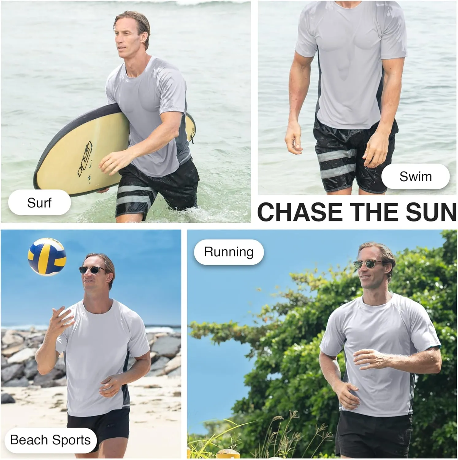 Kanu Surf Men's Short Sleeve UPF 50 Swim Shirt Rash Guard Sun Shirt (Regular & Extended Sizes)