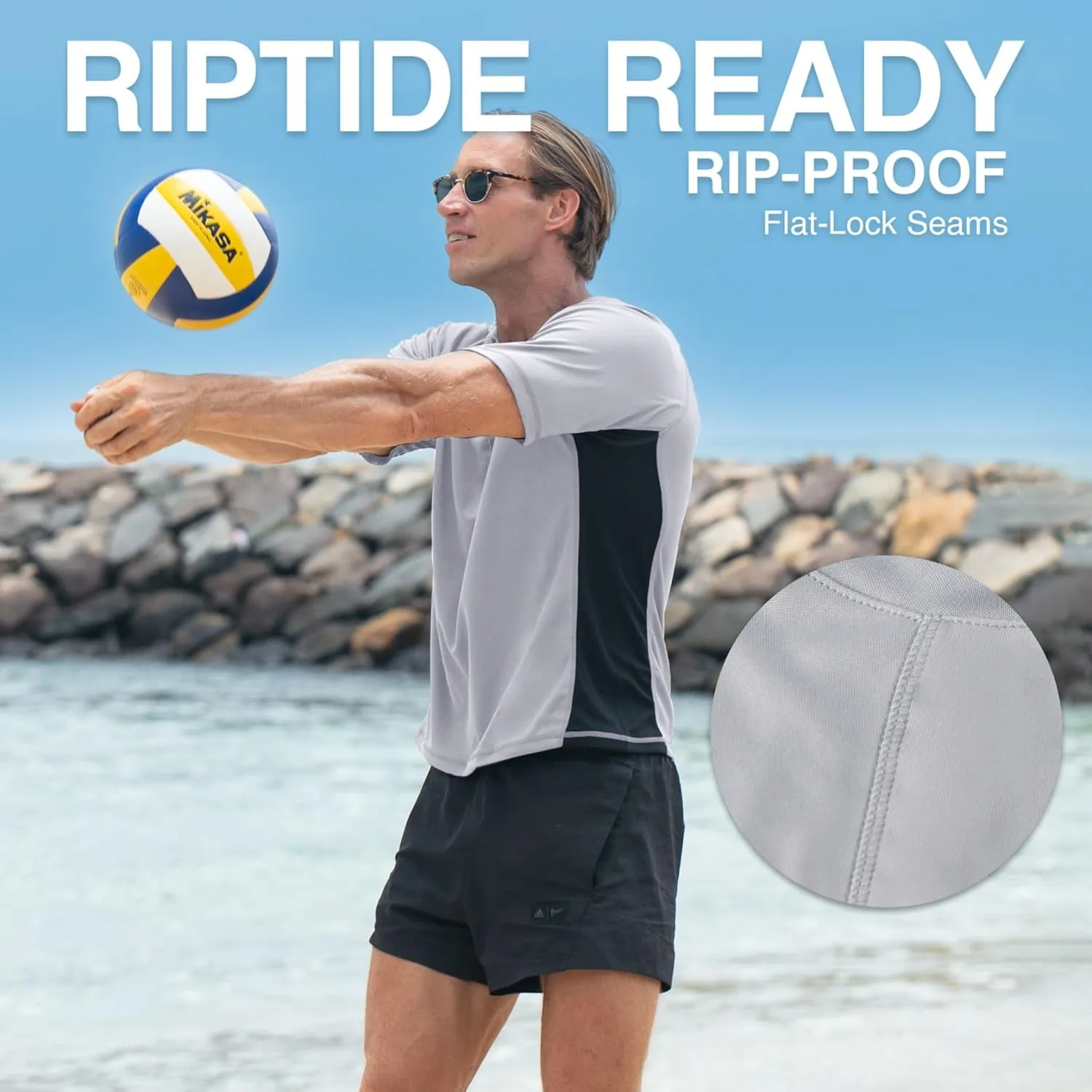 Kanu Surf Men's Short Sleeve UPF 50 Swim Shirt Rash Guard Sun Shirt (Regular & Extended Sizes)