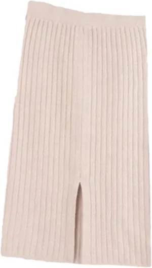 KEHAIOO Women's Autumn Pencil Knitted Skirt High Waist Warm Elegant Knitting Ribbed Winter Party Skirts