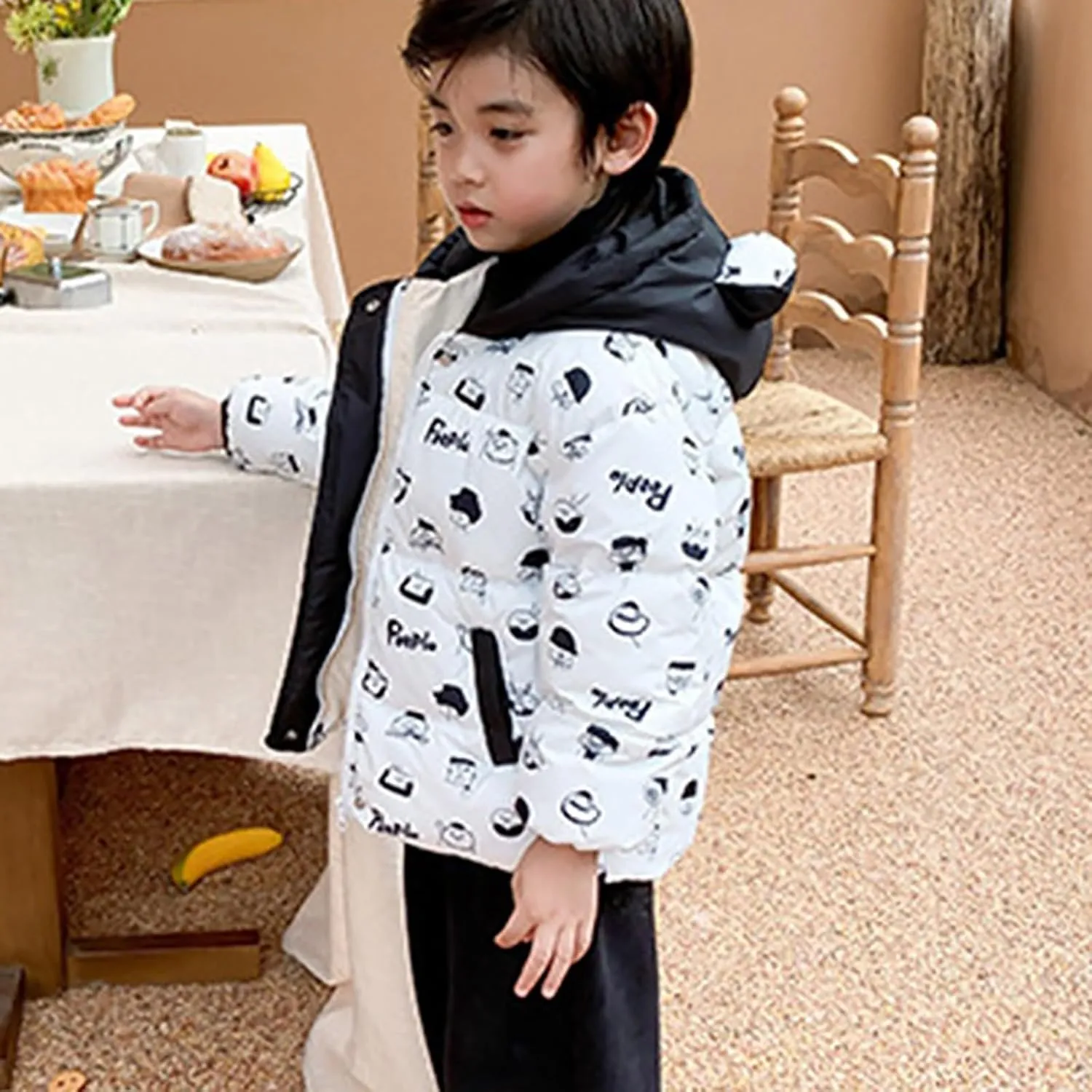 Kids Toddler Baby Girls Boys Winter Warm Thick Solid Cotton Long Sleeve Padded Jacket Coat Clothes Winter Coats