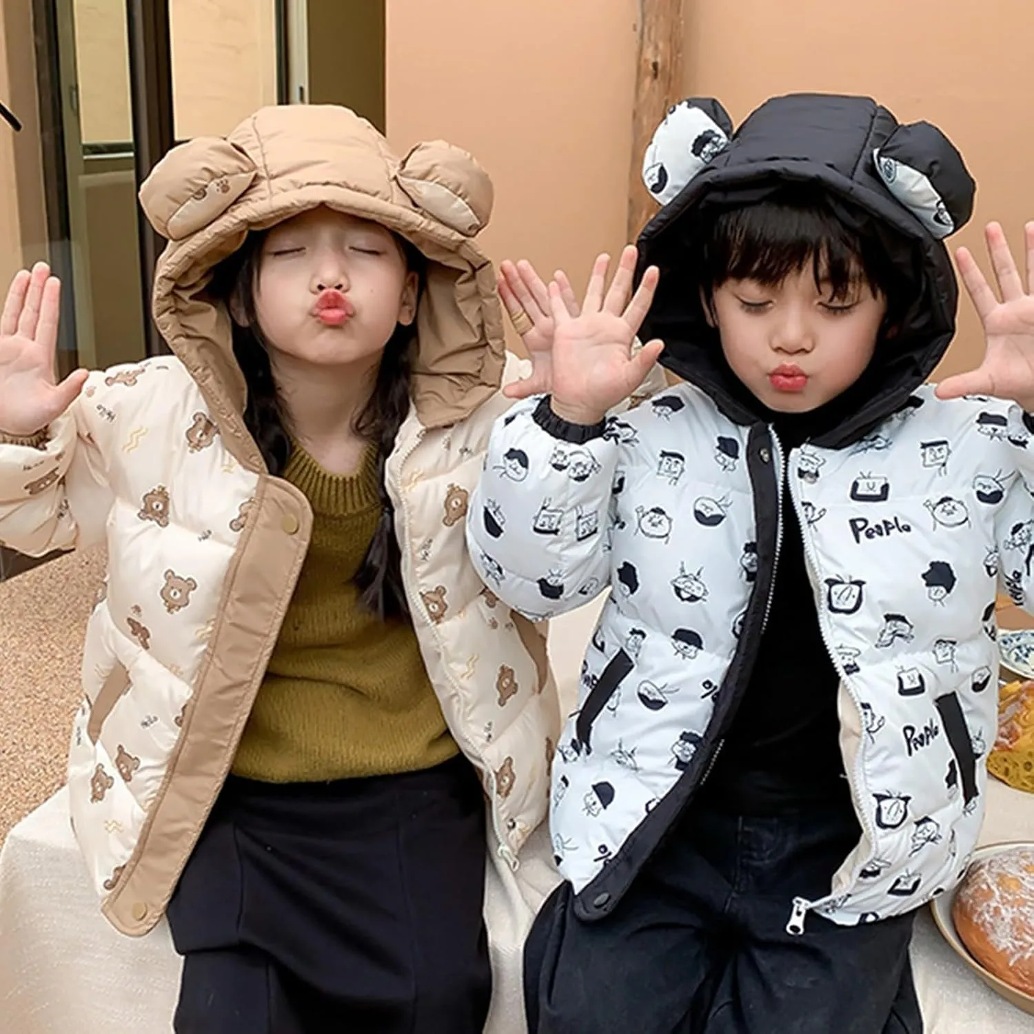Kids Toddler Baby Girls Boys Winter Warm Thick Solid Cotton Long Sleeve Padded Jacket Coat Clothes Winter Coats