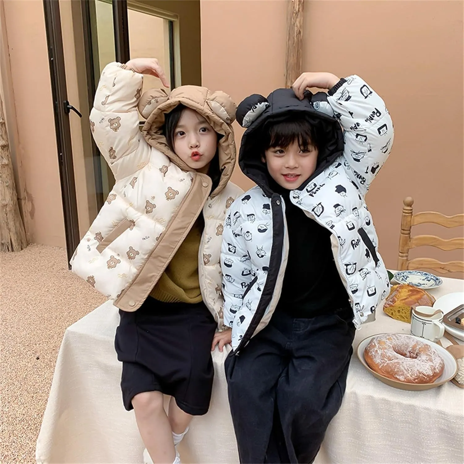 Kids Toddler Baby Girls Boys Winter Warm Thick Solid Cotton Long Sleeve Padded Jacket Coat Clothes Winter Coats