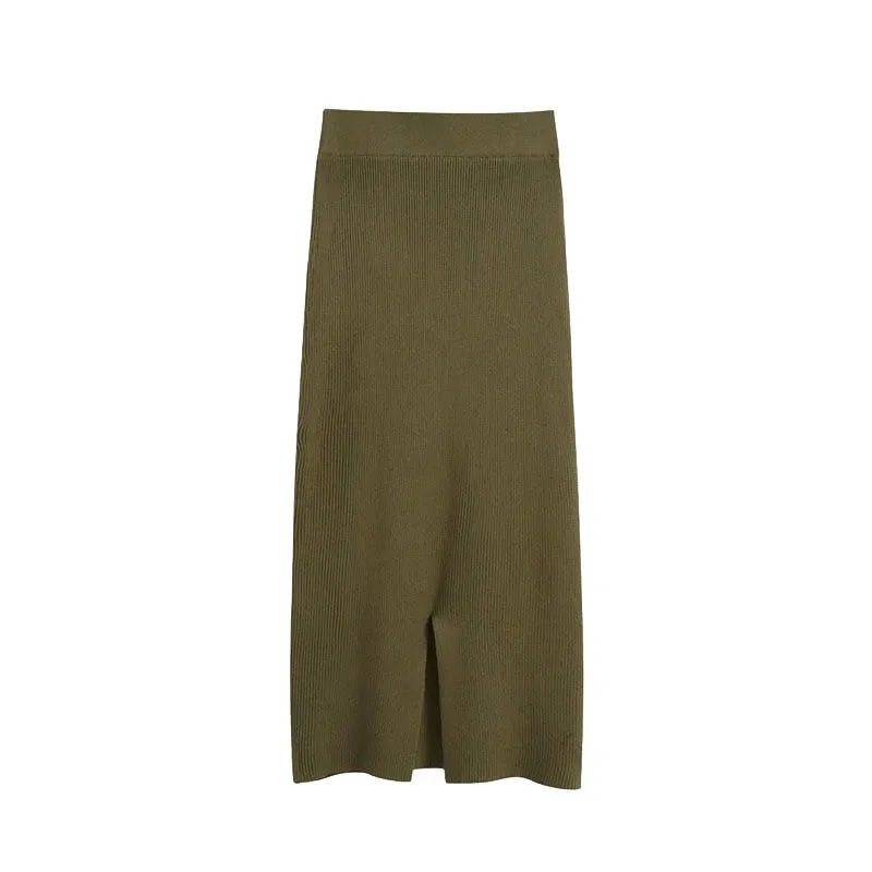 KNITTED MIDI PENCIL SKIRT