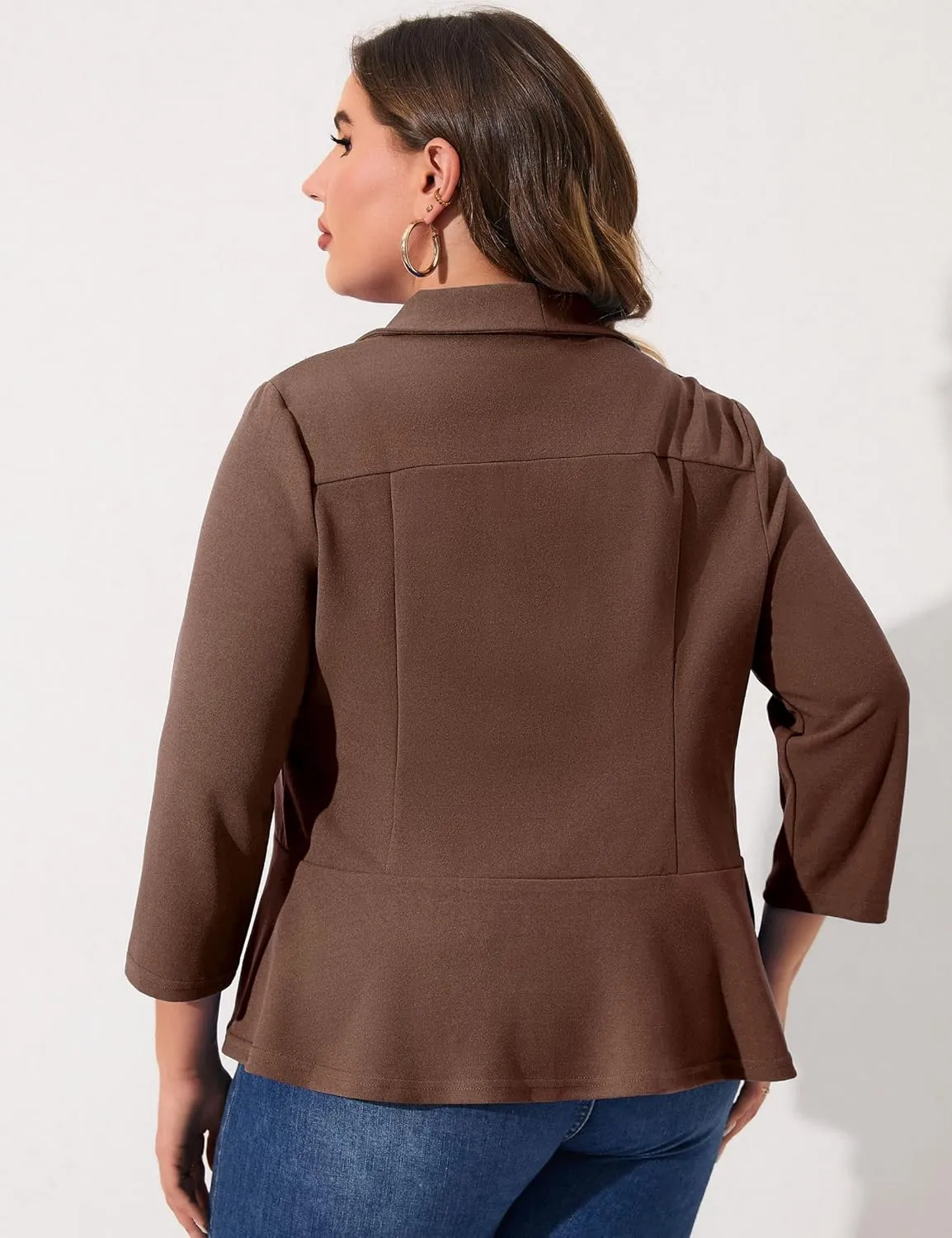 KOJOOIN Women Plus Size Casual Blazer Open Front Long Sleeve Work Office Cardigan Jackets