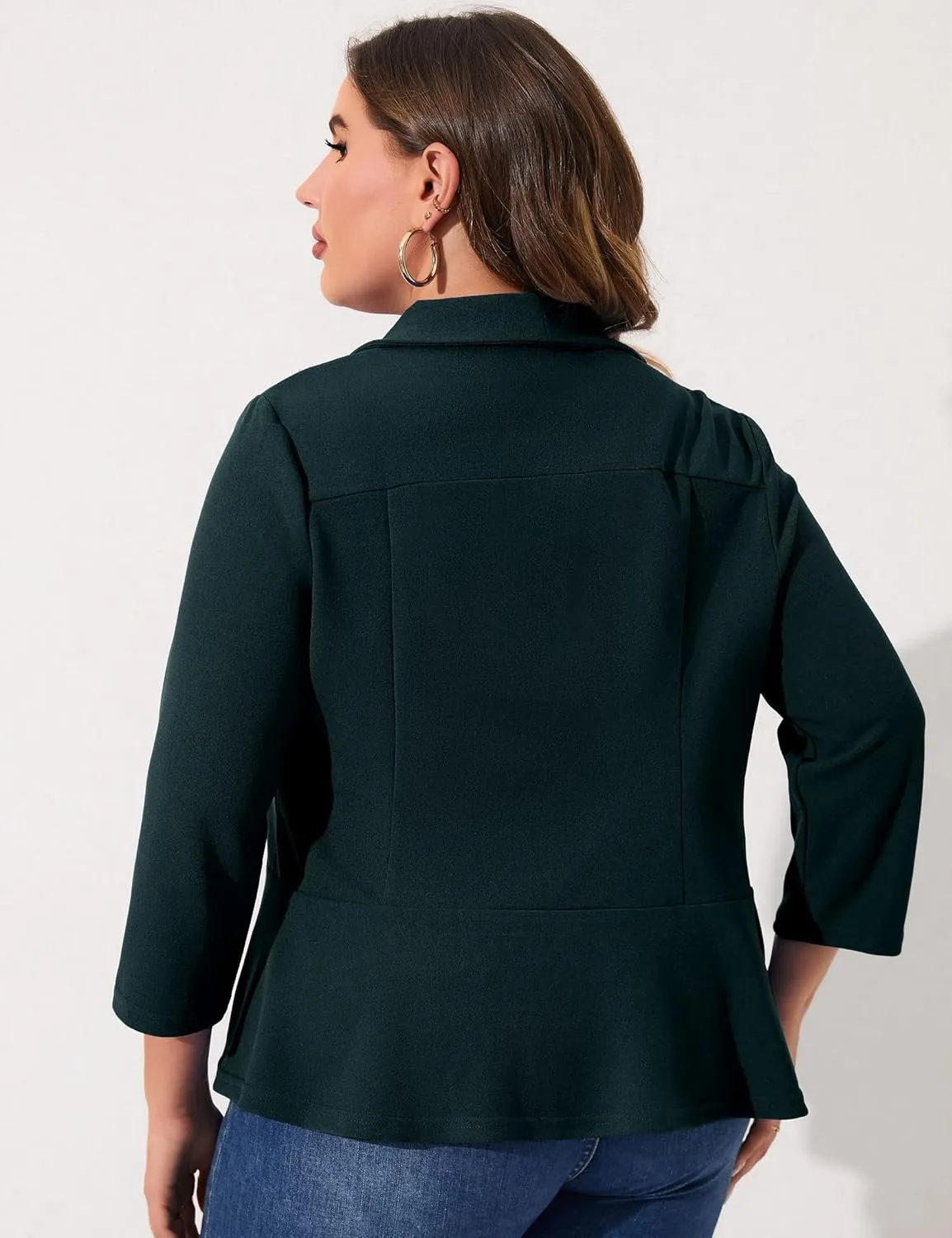 KOJOOIN Women Plus Size Casual Blazer Open Front Long Sleeve Work Office Cardigan Jackets