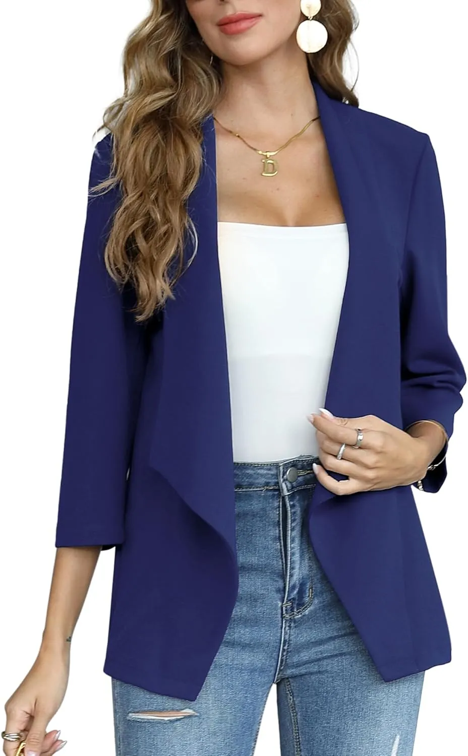 KOJOOIN Womens Casual Blazers Long Sleeve Open Front Business Casual Cardigan Jacket