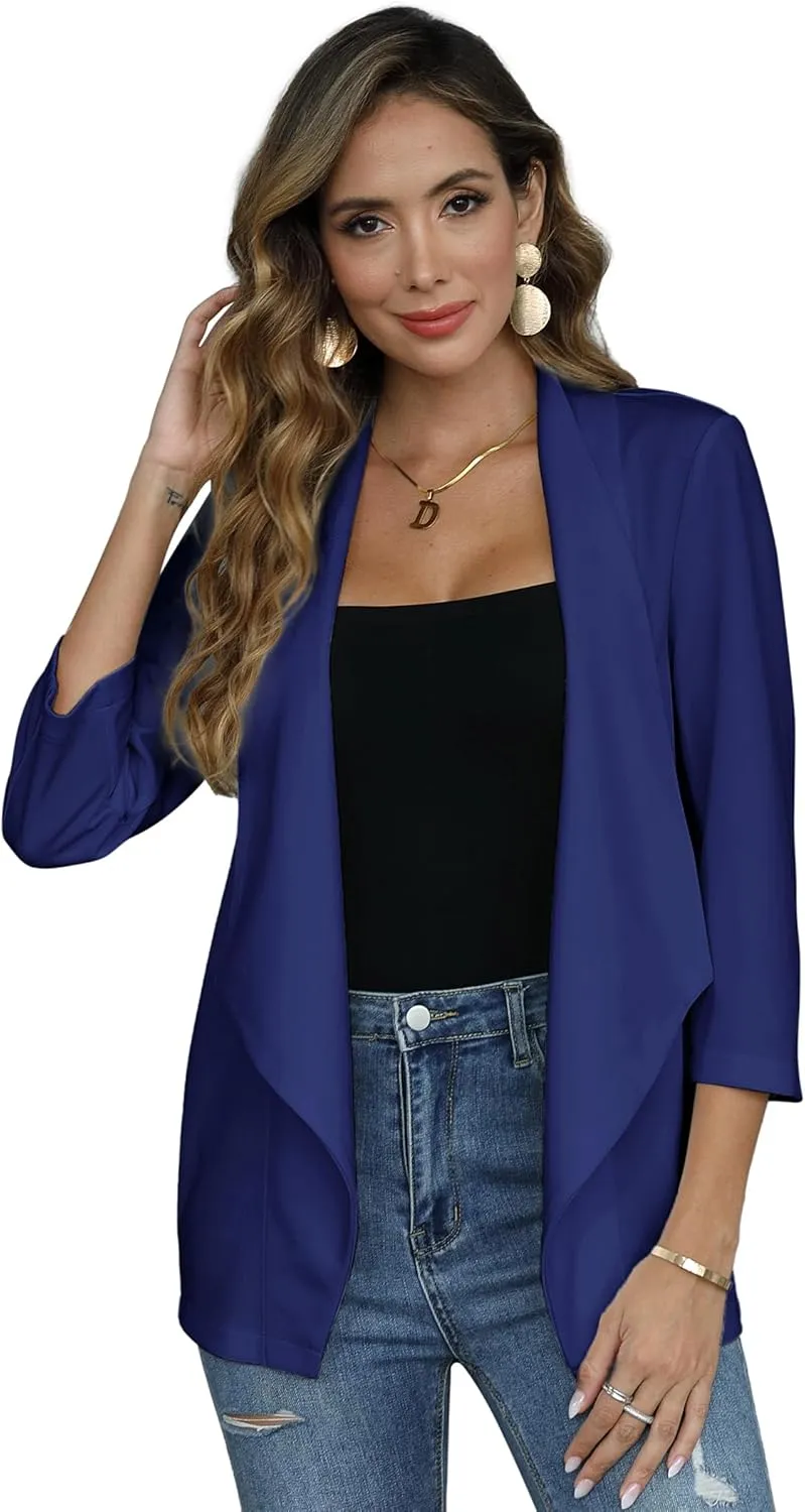 KOJOOIN Womens Casual Blazers Long Sleeve Open Front Business Casual Cardigan Jacket