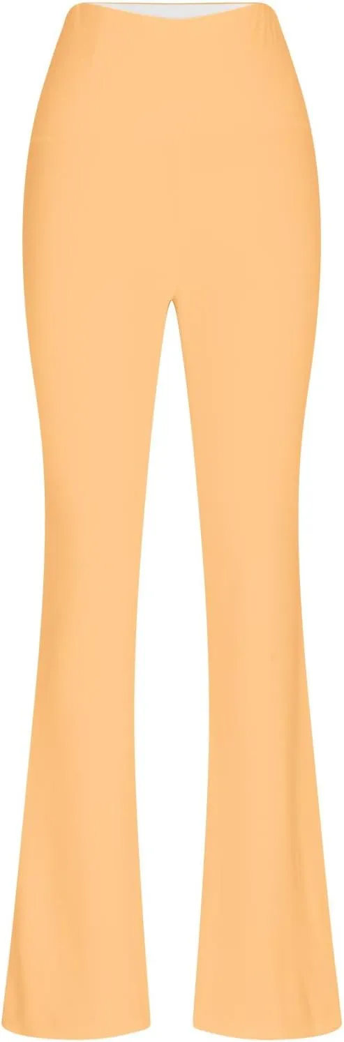 Ladies Flare Leg Yoga Pants High Waist Stretch Solid Color Trousers Bell Bottom Stylish Leggings Workout Gym Tights