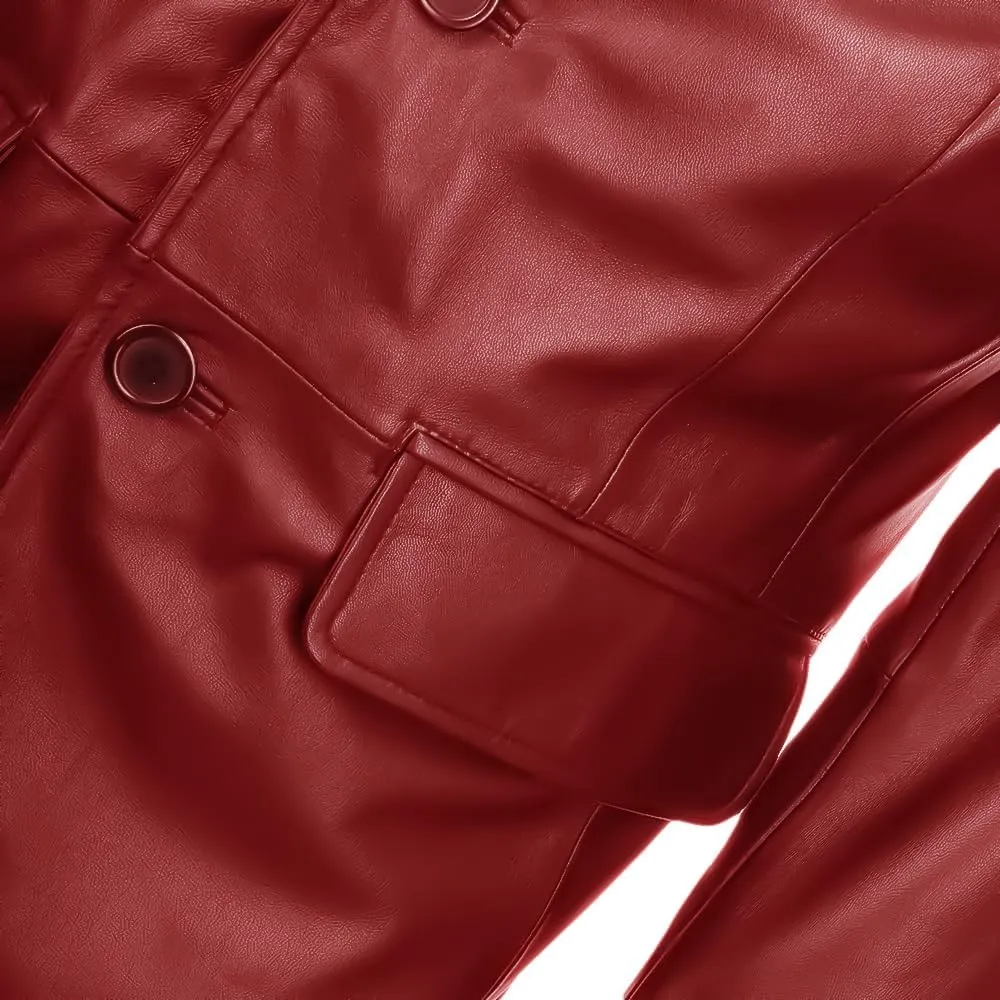 Lambskin Mens Leather Blazer 2 Button Sport Coat- Real Lambskin Leather Blazers for Men Premium Leather Coat