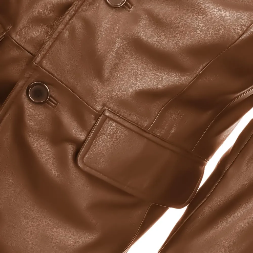Lambskin Mens Leather Blazer 2 Button Sport Coat- Real Lambskin Leather Blazers for Men Premium Leather Coat