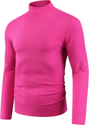 Lars Amadeus Turtleneck Shirt for Men's Mock Neck Long Sleeves Slim Fit Knitted T-Shirt