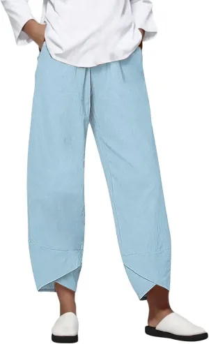 LCMTWX Capris for Women Pockets for Women Casual Stretch High Waisted Yoga Leggings Comfy Wide Leg Pants Womens Pull On