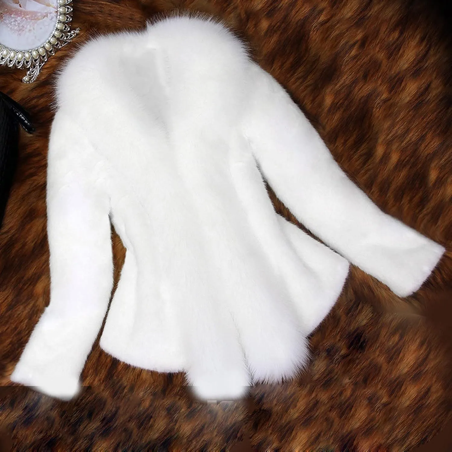 LCMTWX Winter Coat Women Long Furry Women Long Jacket Faux Sleeve Short Warm Women's Coat Vintage Parka Shaggy Jacket Coats