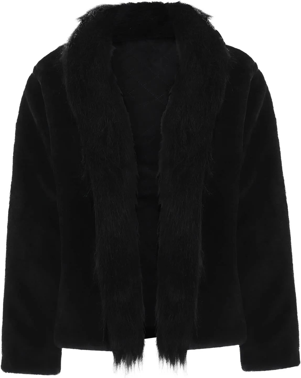 LCMTWX Womens Winter Outerwear Faux Fur Long Jacket Faux Sleeve Short Warm Women's Coat Long Sleeve Pockets Shaggy Purple