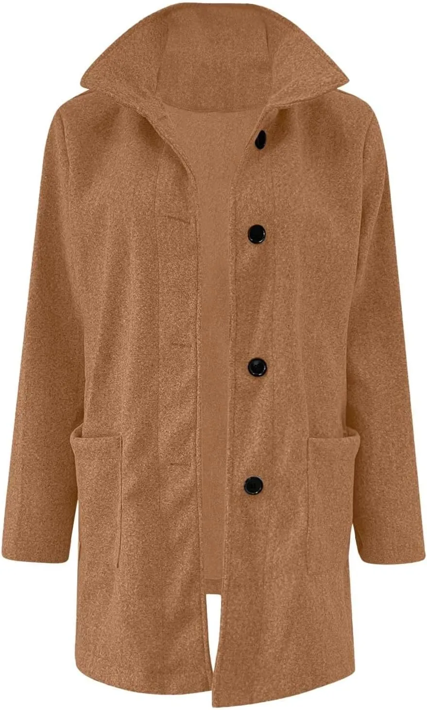 Long Wool Coats Women Thicken Wool Blend Stand Collar Single Breasted Pea Jacket Cute Winter Peacoat