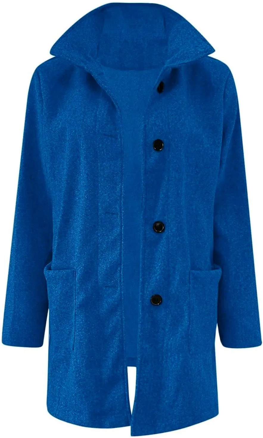 Long Wool Coats Women Thicken Wool Blend Stand Collar Single Breasted Pea Jacket Cute Winter Peacoat