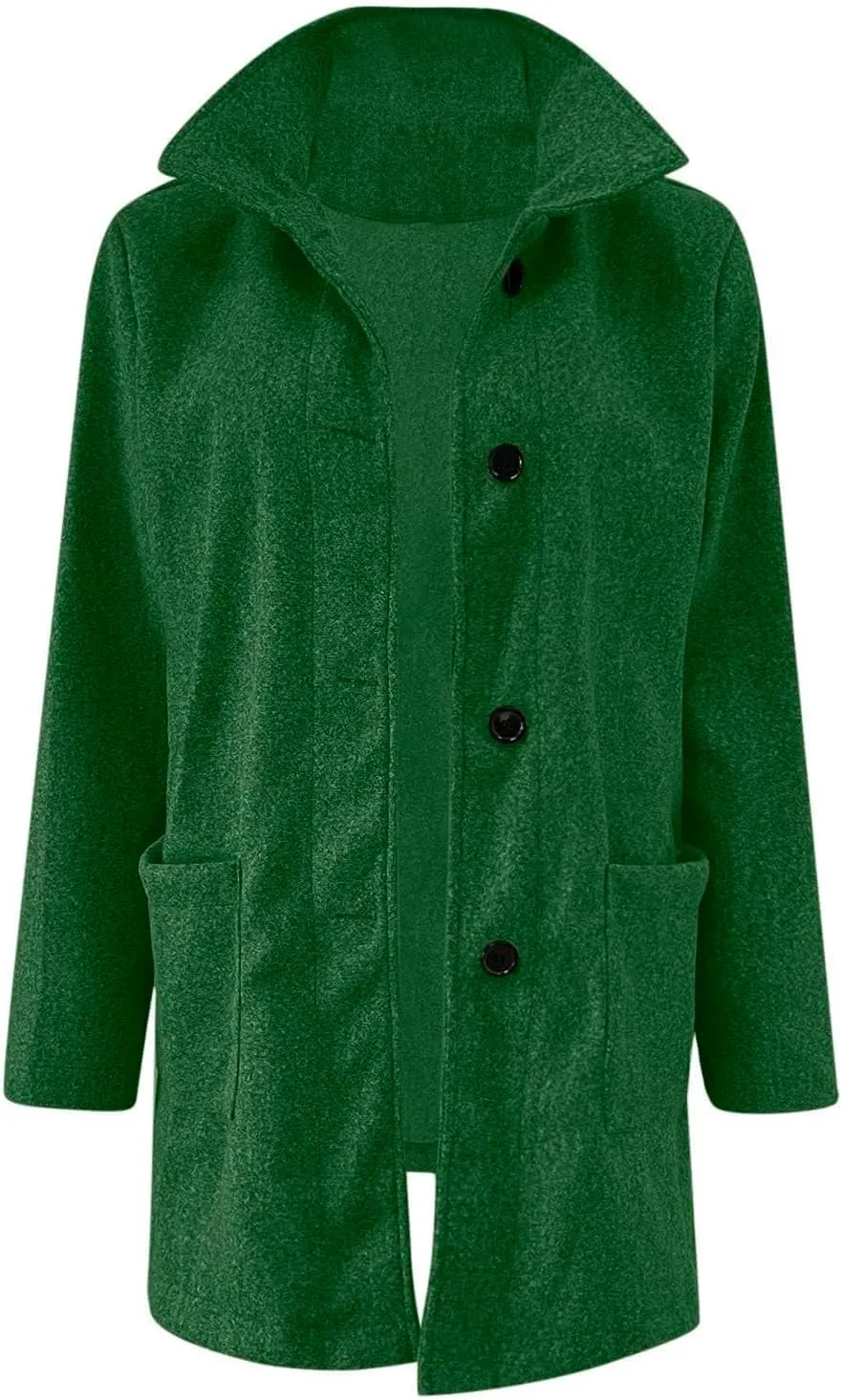Long Wool Coats Women Thicken Wool Blend Stand Collar Single Breasted Pea Jacket Cute Winter Peacoat