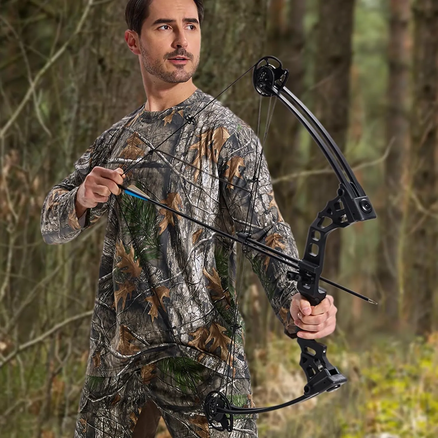 LOOGU Men's Camo Shirt Lightweight Turkey Hunting Shirt Camouflage Shirts for Men Long Sleeve Shirt