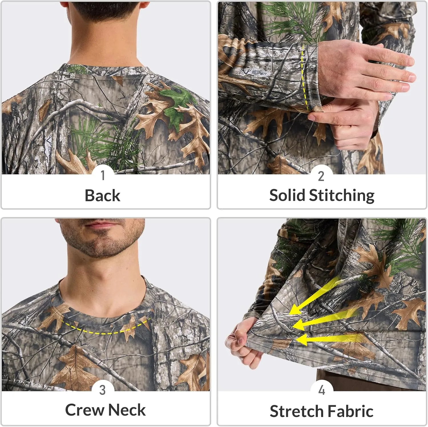LOOGU Men's Camo Shirt Lightweight Turkey Hunting Shirt Camouflage Shirts for Men Long Sleeve Shirt