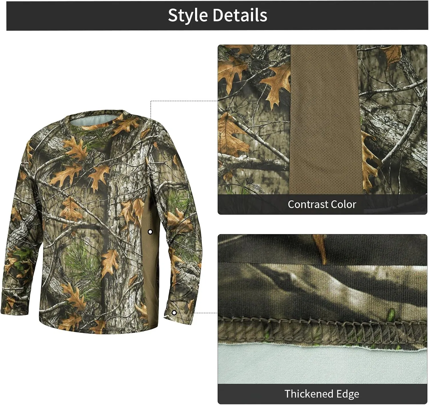 LOOGU Men's Camo Shirt Lightweight Turkey Hunting Shirt Camouflage Shirts for Men Long Sleeve Shirt