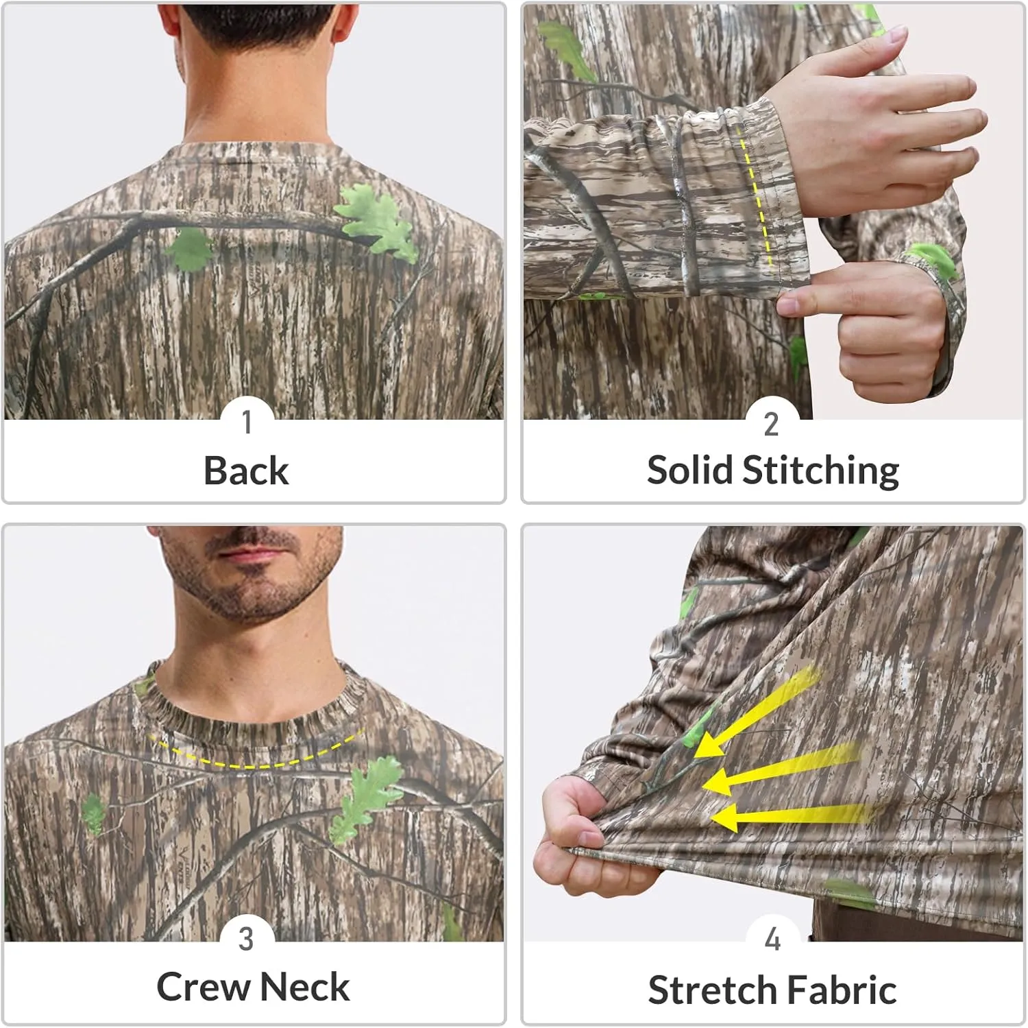 LOOGU Men's Camo Shirt Lightweight Turkey Hunting Shirt Camouflage Shirts for Men Long Sleeve Shirt