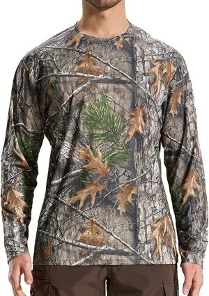 LOOGU Men's Camo Shirt Lightweight Turkey Hunting Shirt Camouflage Shirts for Men Long Sleeve Shirt