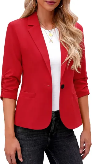 LookbookStore Blazers for Women Suit Jackets Dressy 3/4 Sleeve Blazer Business Casual Outfits for Work