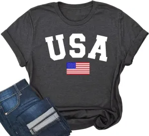 Loves Jesus and America Too Shirt USA Graphic Tees 4th of July Patriotic Independence Day Shirt