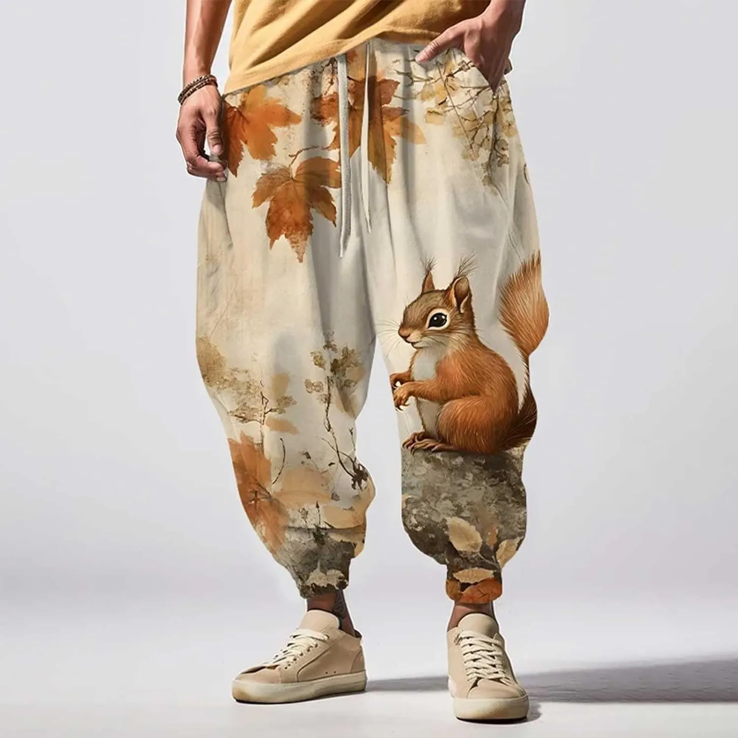 Low Crotch Sweats Print Fashion Street Feel Casual Sweatpants Men Harem Pants Japanese Pants Men Pants