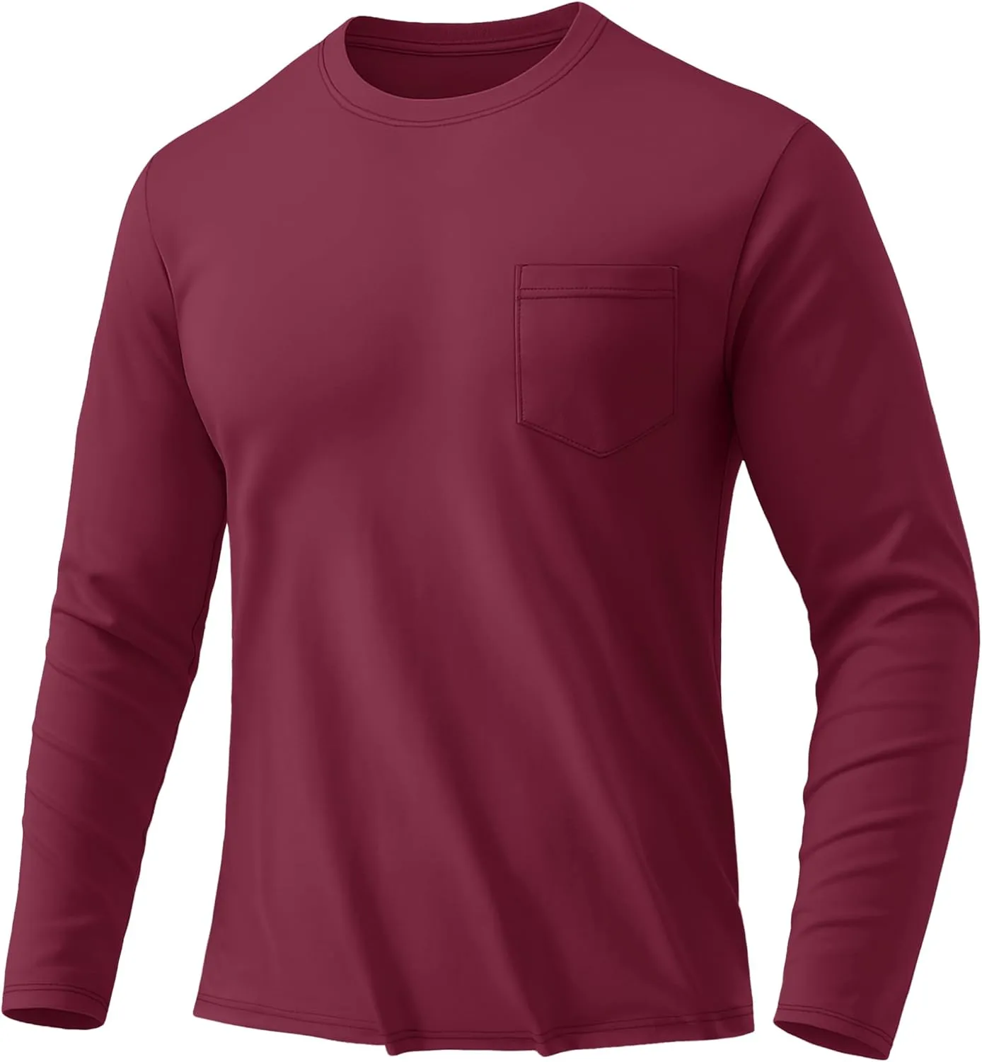 MAGCOMSEN Men's Long Sleeve Shirt with Pocket Cotton Crew Neck Shirts Casual Lightweight T-Shirt
