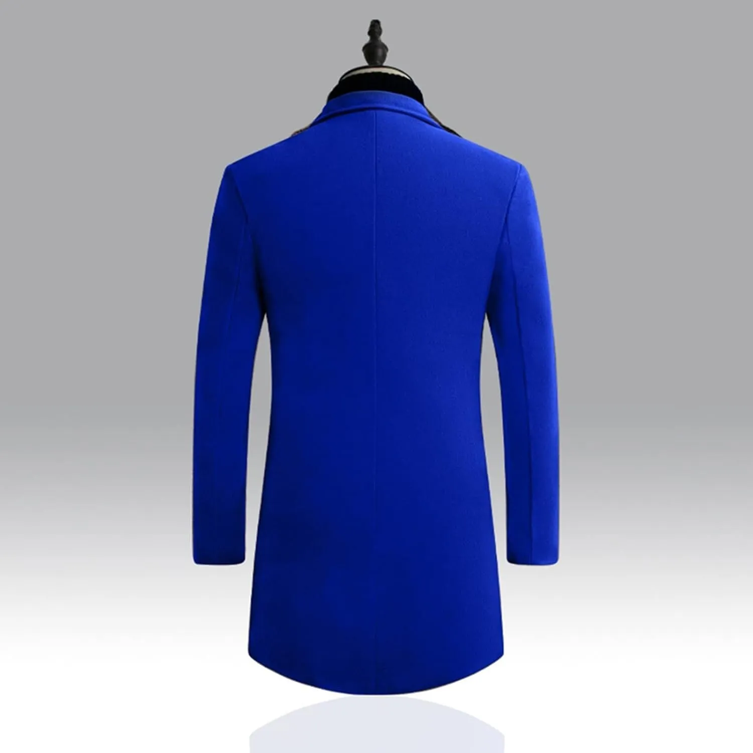 Maiyifu-GJ Men's Wool Blend Trench Coats Mid-Length Notched Collar Slim Overcoat Casual Business Single Breasted Long Jackets