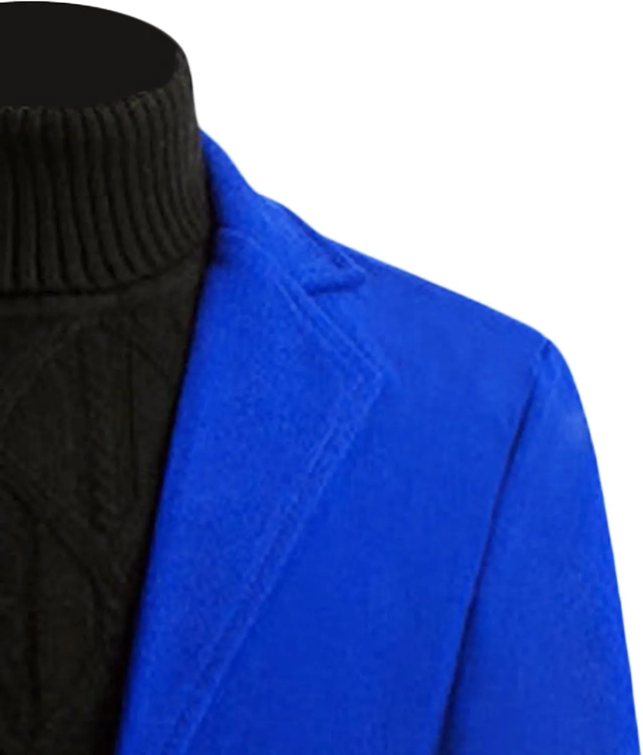 Maiyifu-GJ Men's Wool Blend Trench Coats Mid-Length Notched Collar Slim Overcoat Casual Business Single Breasted Long Jackets